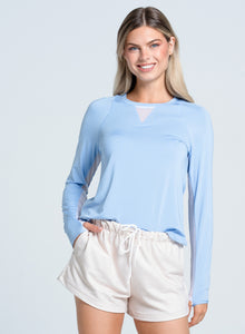 High Low Breezy Long Sleeve | Powder Blue