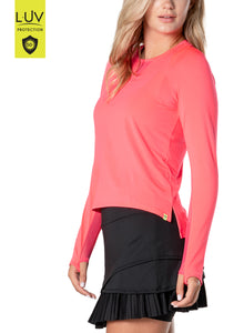High Low Breezy Long Sleeve | Coral Crush