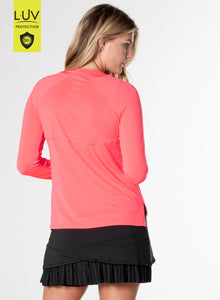 High Low Breezy Long Sleeve | Coral Crush