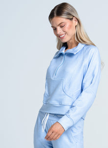 Renew Heather 1/4 Zip Long Sleeve | Powder Blue