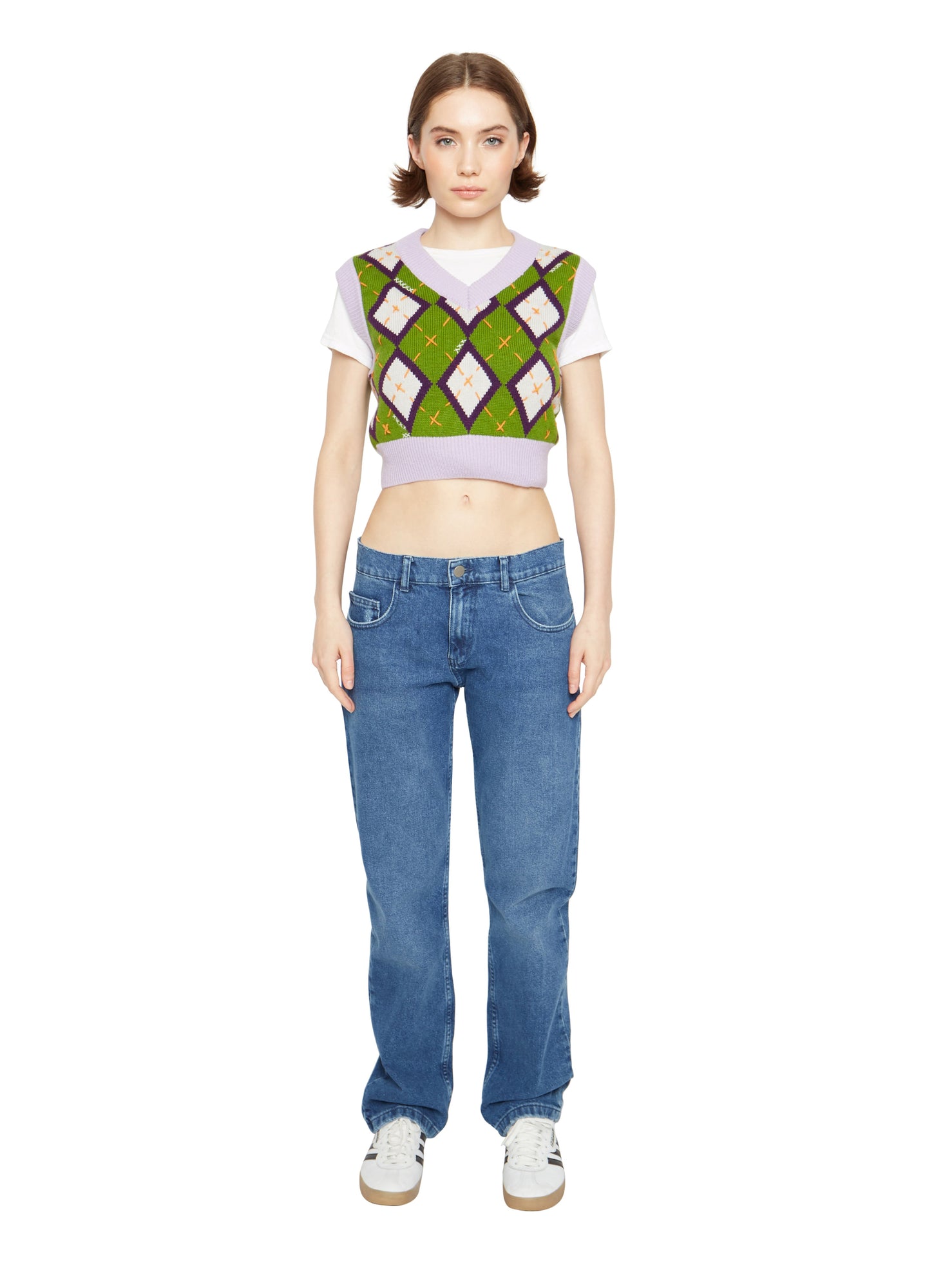 Womens | Cardiff Argyle Sweater Vest | Green