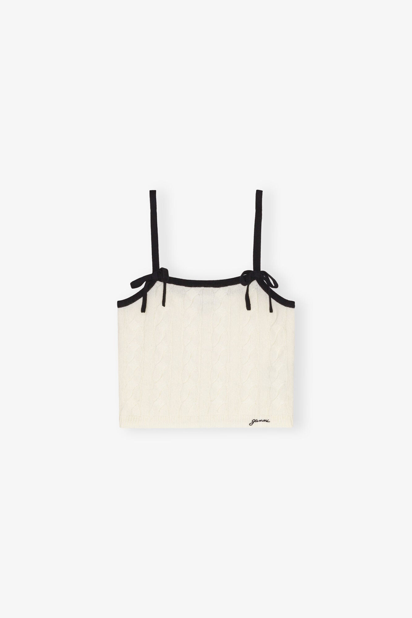 Cashmere Mix Cable Knit Top | Egret