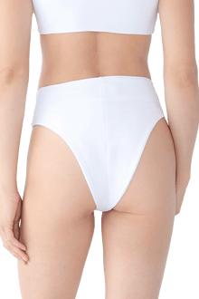 Celeste Hand - Beaded Embellished High - Waisted Bikini Bottom - White - Self - Adore