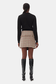 Check Asymmetrical Wrap Mini Skirt | Tiger's Eye
