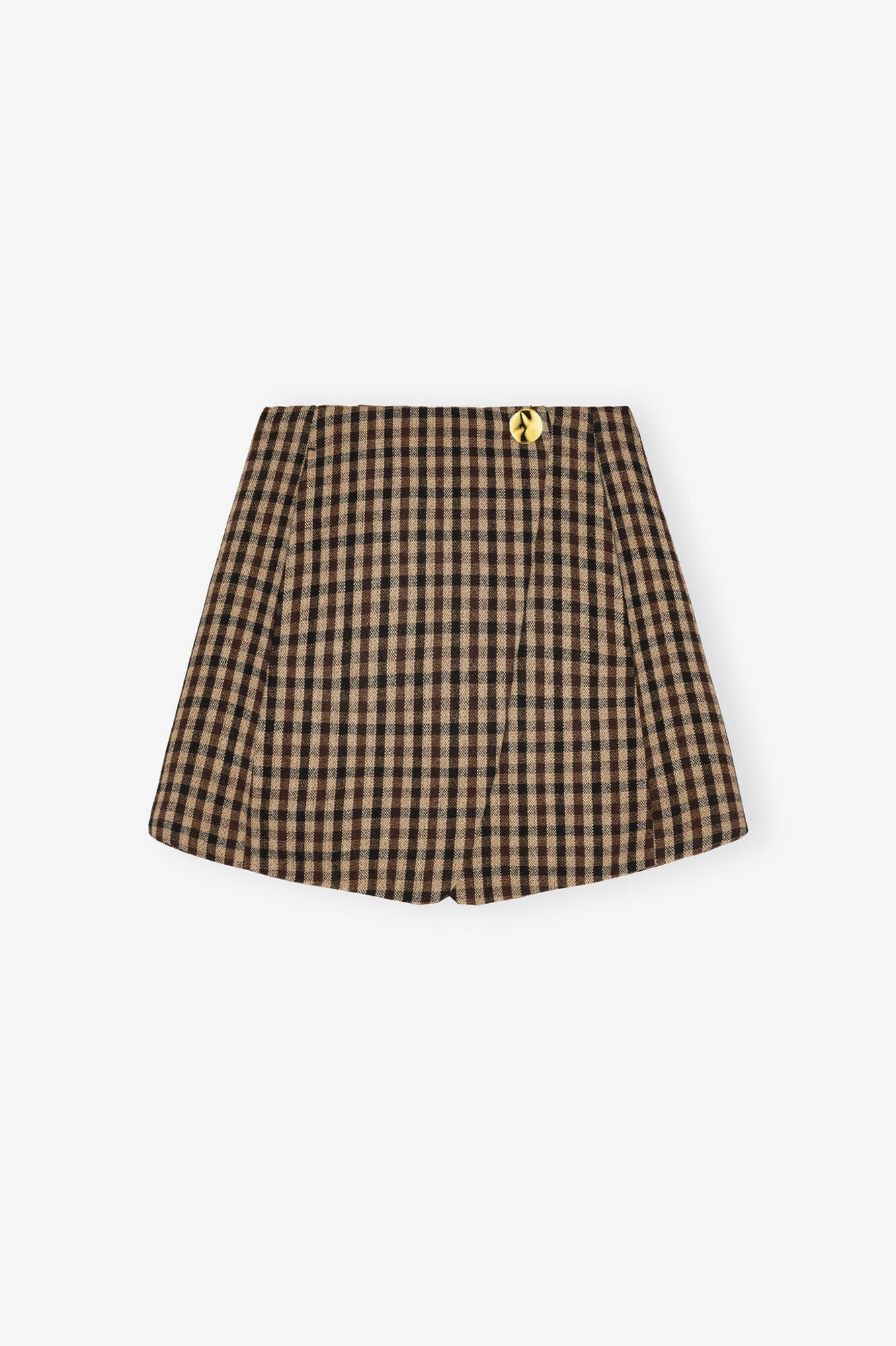 Check Wool Mini Skirt | Chicory Coffee