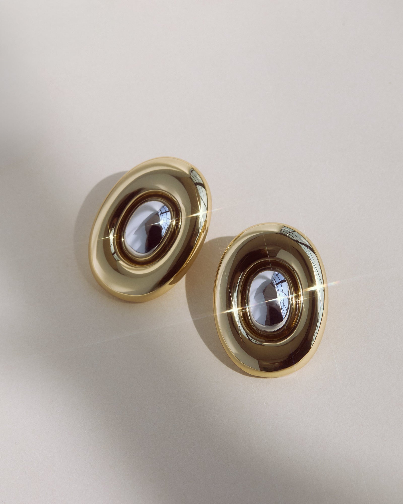 The Two-Tone Chrome Orb Statement Studs | Gold/Silver