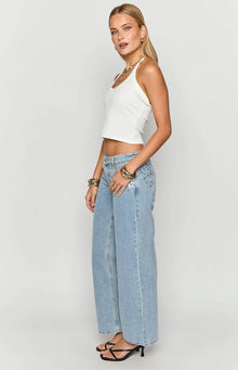 Clara Sequin Denim Low Rise Jeans | Light Wash