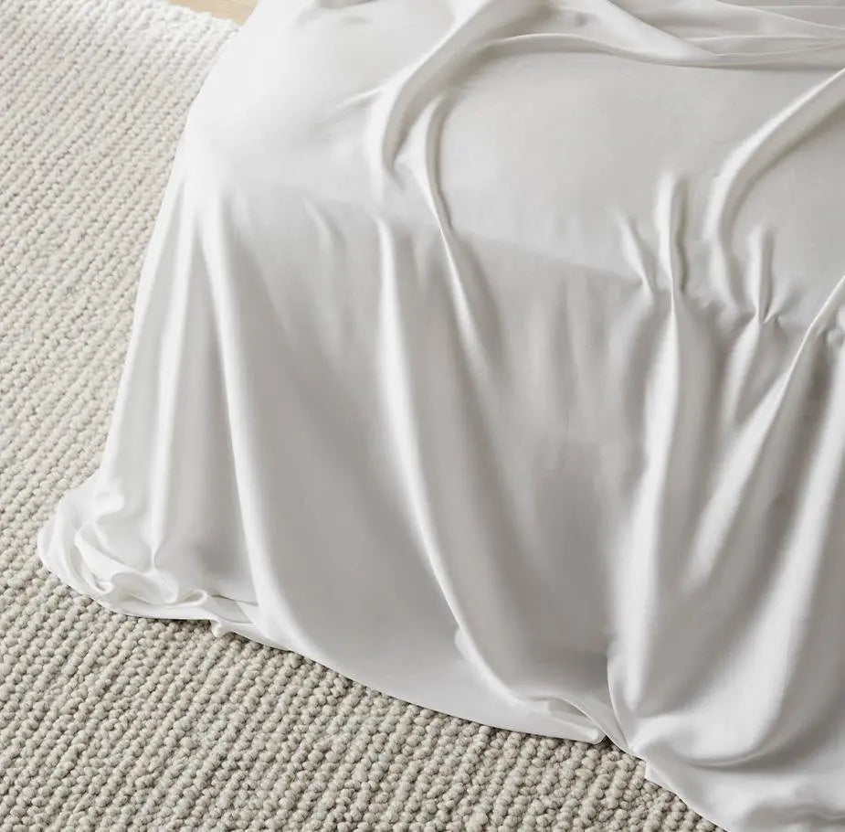 Cloud | Sateen+ Flat Sheet Made with 100% Organic Bamboo #Color_cloud