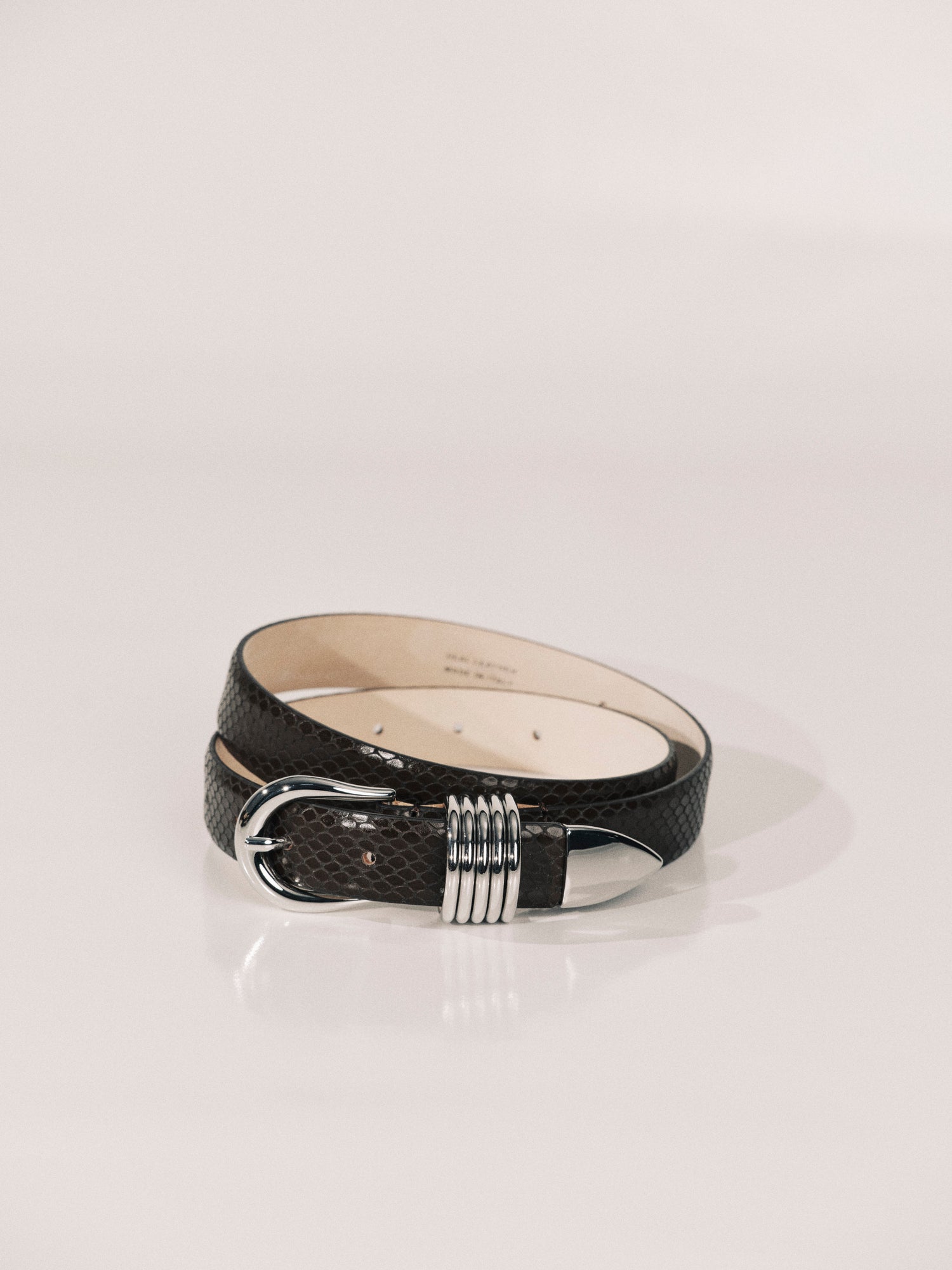 Hollyhock Belt | Black Reptile & Silver