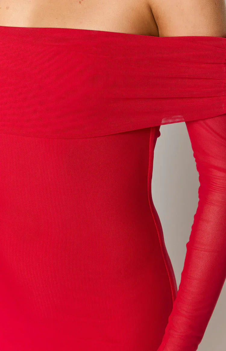 Coraline Long Sleeve Maxi Dress | Red