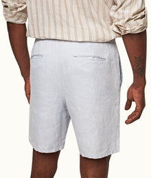 Cornell Linen Tailored Fit Washed Linen Drawcord Shorts | Light Island Sky