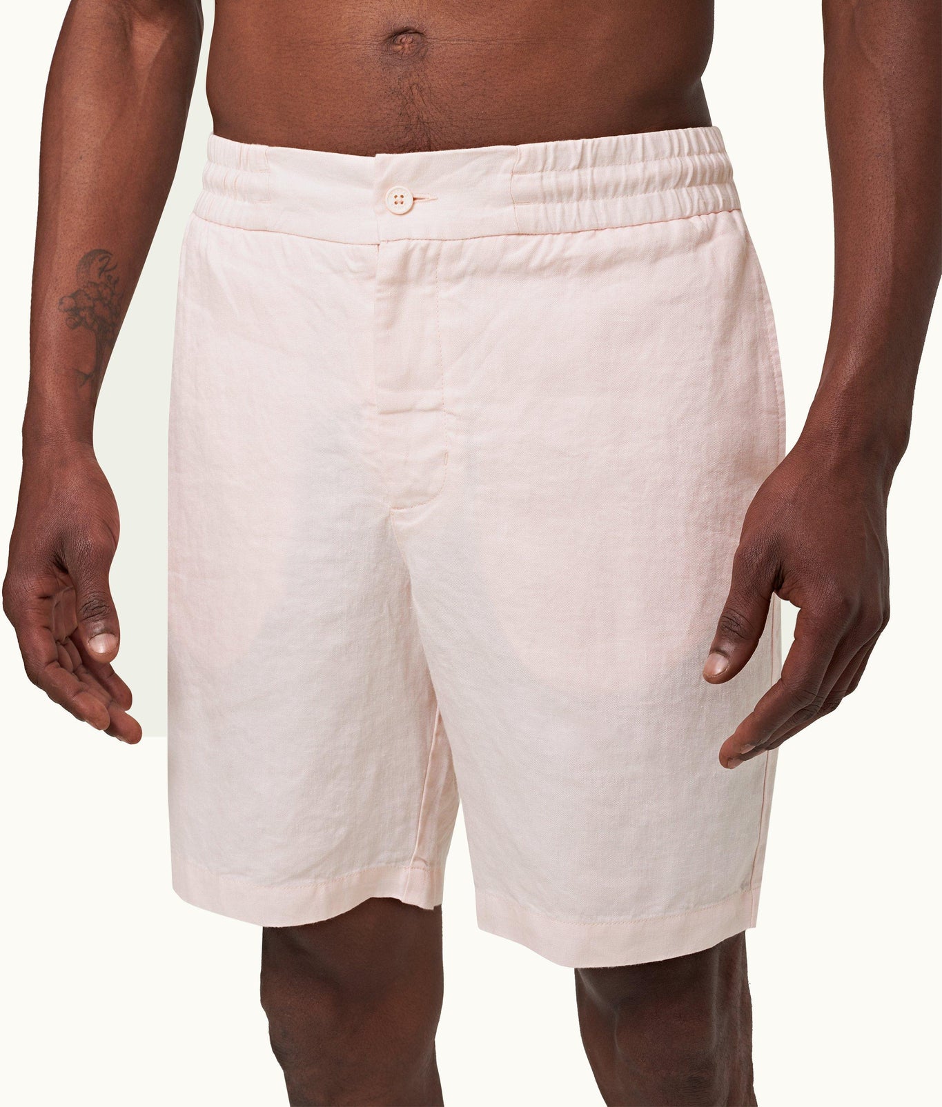 Cornell Linen Tailored Fit Washed Linen Drawcord Shorts | Rose