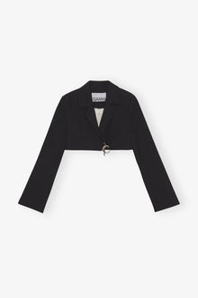Cotton Suiting Cropped Blazer | Black