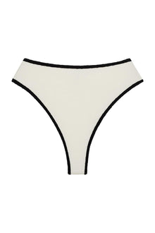 Paula Bikini Bottom | Cream Black Binded Terry Rib