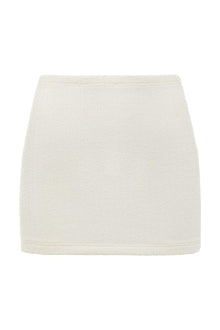 Black Binded Micro Skirt | Cream Terry Rib
