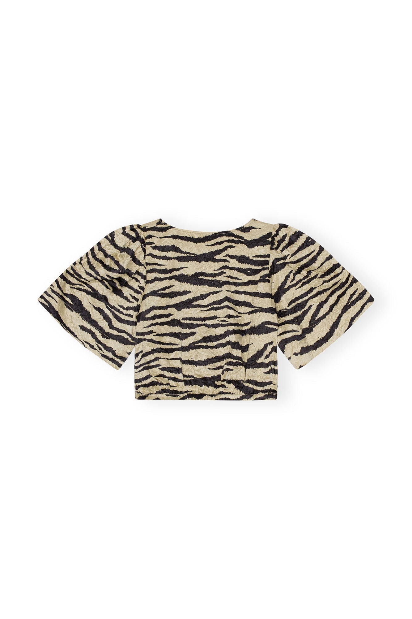 Crinkled Satin Blouse | Pale Khaki