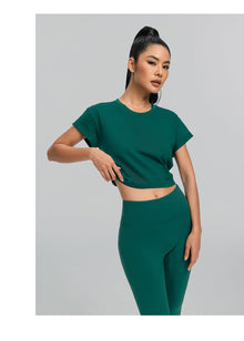 Cropped Cotton T-Shirt | Dark Moss