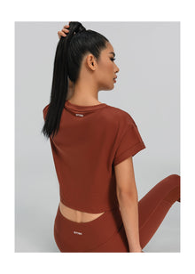 Cropped Cotton T-Shirt | Rust Brown