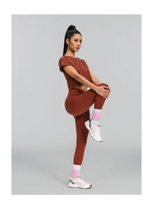 Cropped Cotton T-Shirt | Rust Brown
