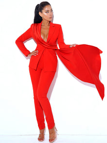 Vayla Skinny Fit Crepe Trousers | Red