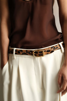 Mija Calf Hair Belt | Dark Jaguar & 24K Gold
