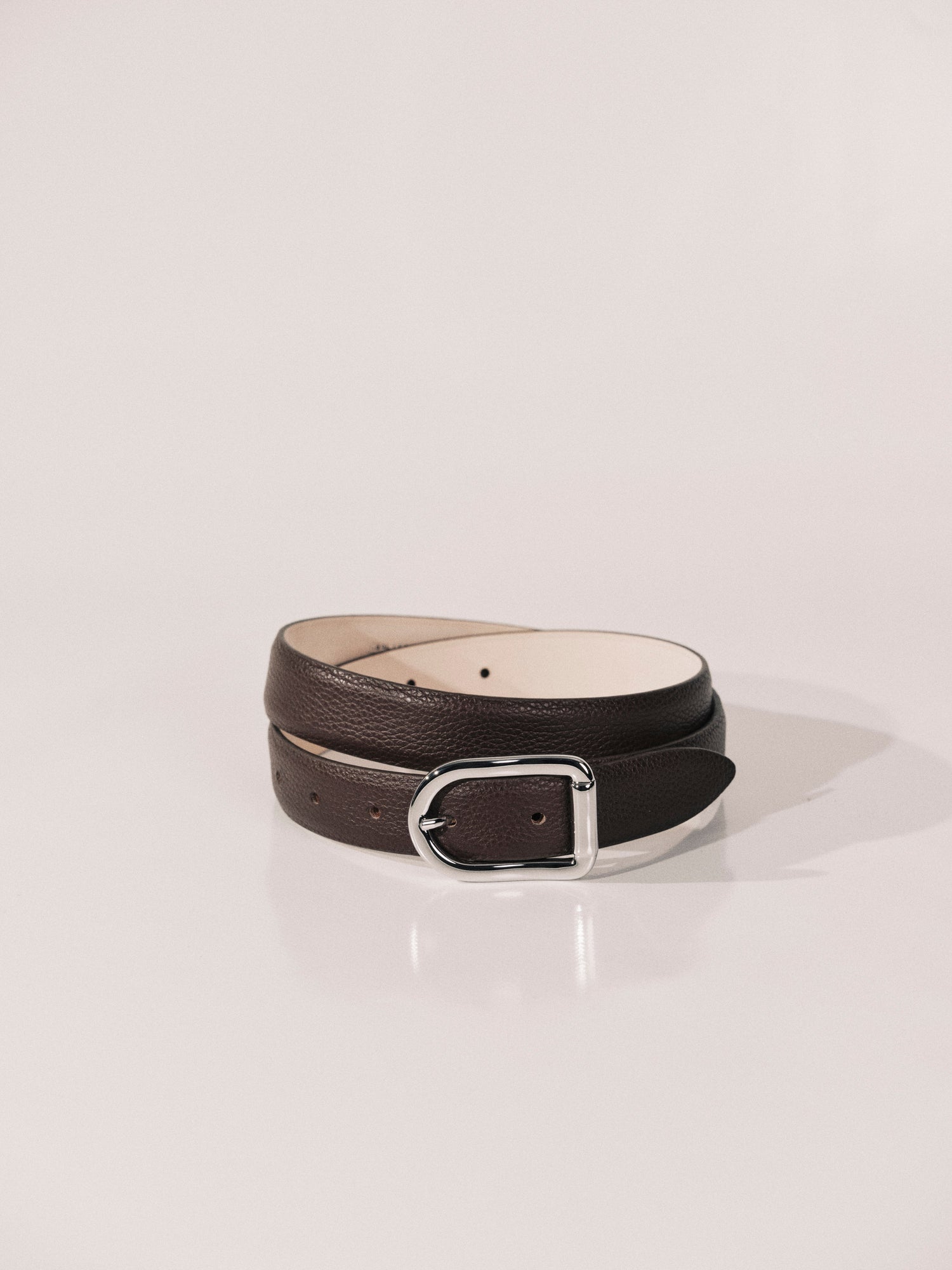 Mija Leather Belt | Brown Pebble & Silver