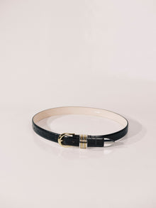 Hollyhock Eel Belt | Black Eel & Silver & 24K Gold