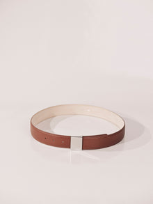 Brandt Leather Belt | Camel Pebble & Silver