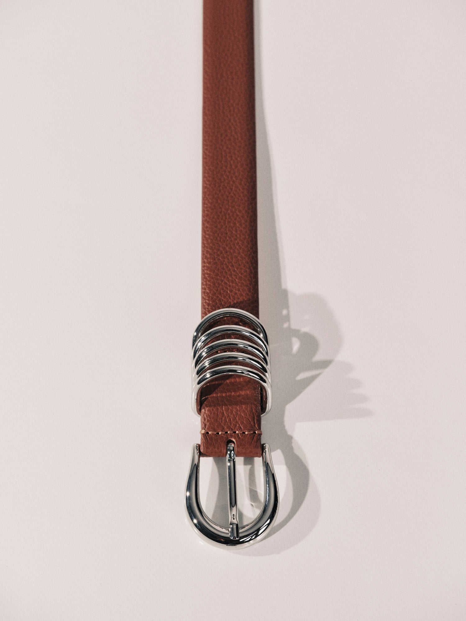 Hollyhock Leather Belt | Camel Pebble & Silver