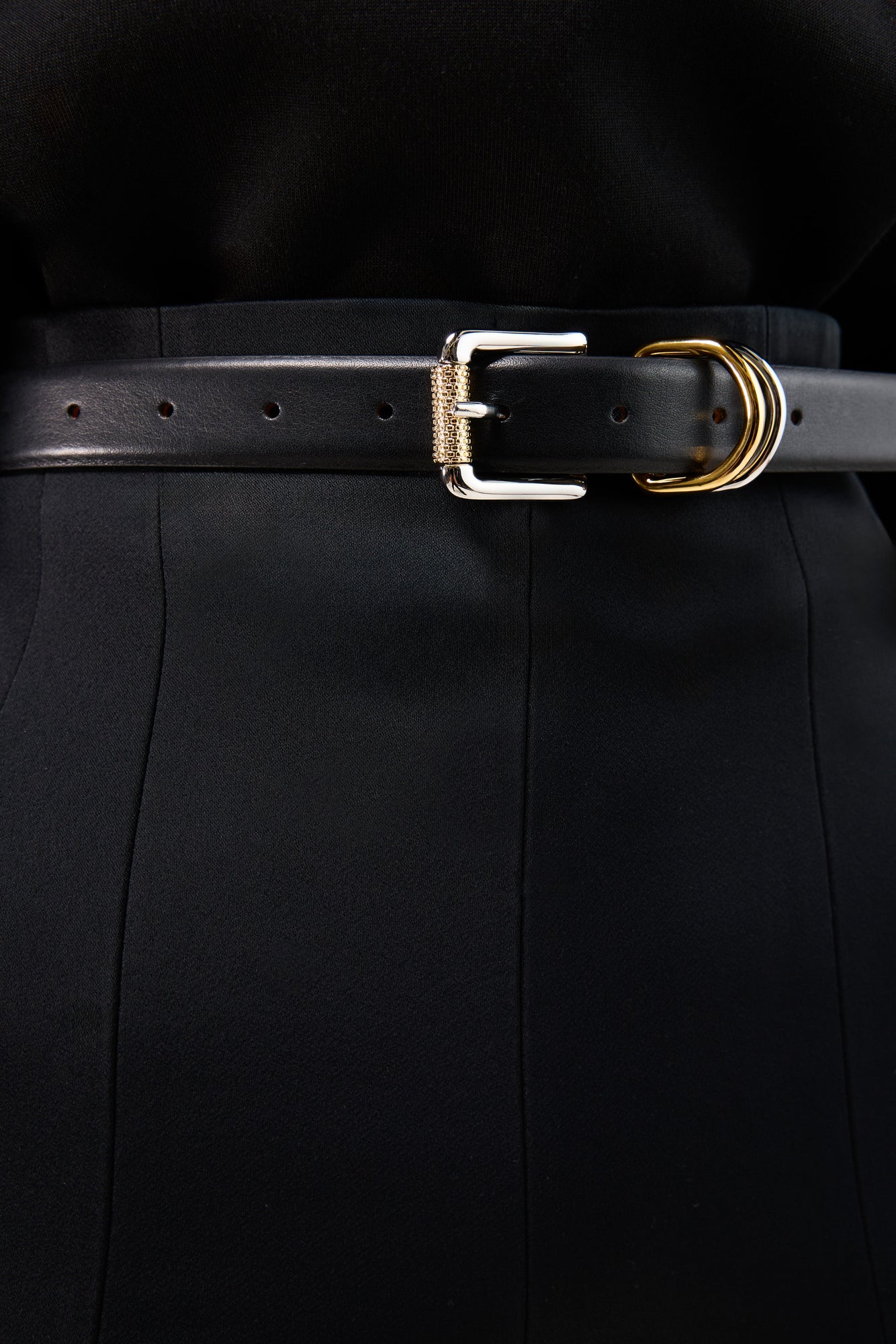 Alegra Belt | Black & Silver & 24K Gold