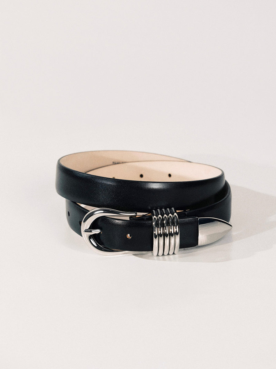 Hollyhock Belt | Black & Silver