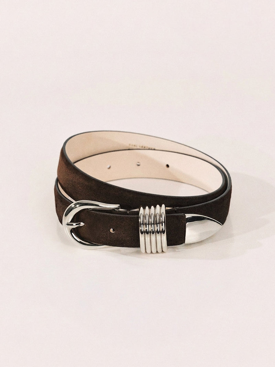 Hollyhock Belt | Chocolate Suede & Silver