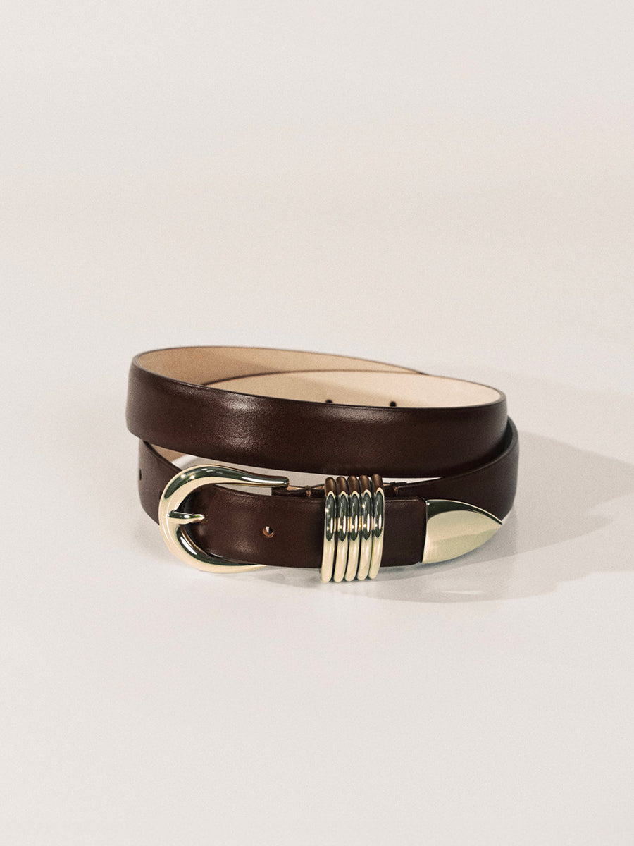 Hollyhock Belt | Marrone & 24K Gold
