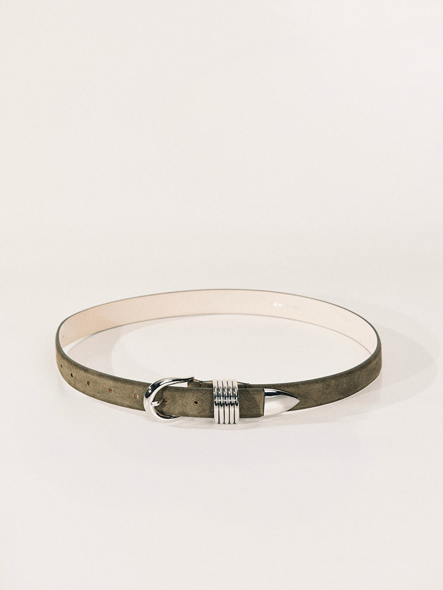 Hollyhock Belt | Olive Suede & Silver
