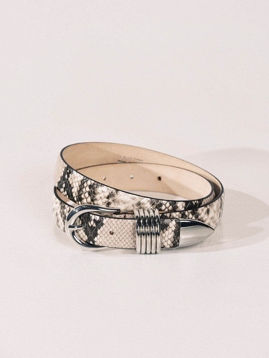 Hollyhock Belt | Beige Snake & Silver