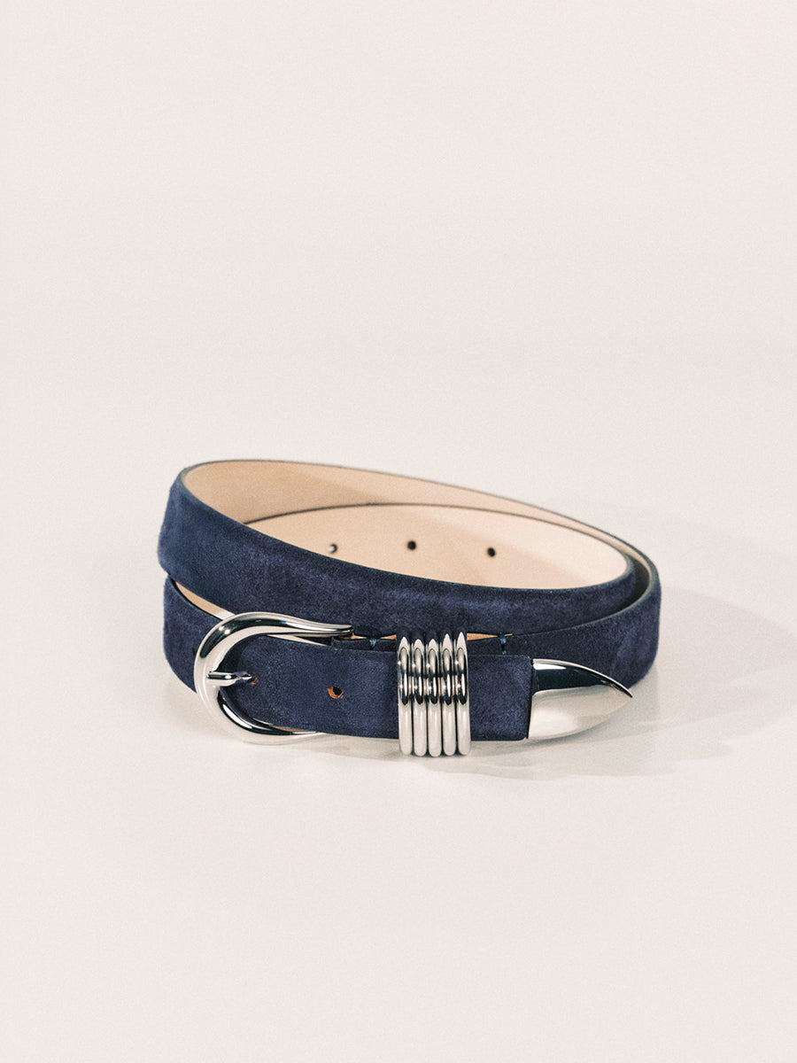 Hollyhock Belt | Deep Navy Suede & Silver
