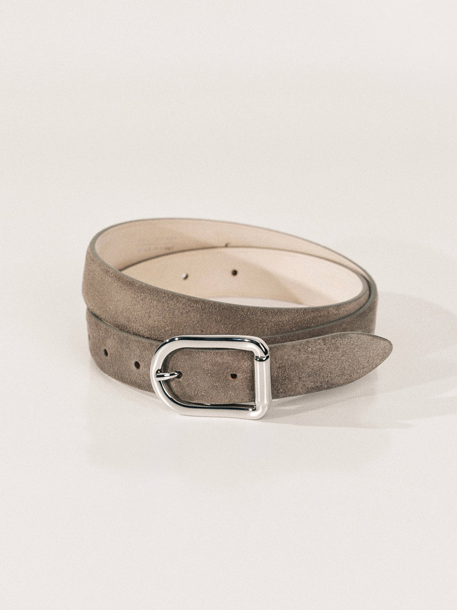 Mija Belt | Dark Grey Suede & Silver