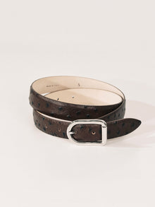Mija Belt | Brown Ostrich & Silver