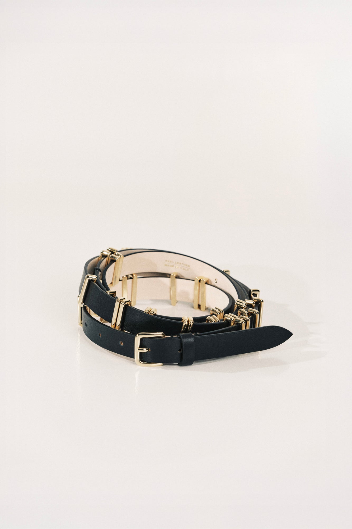 Richa Double Wrap Belt | Black & 24K Gold