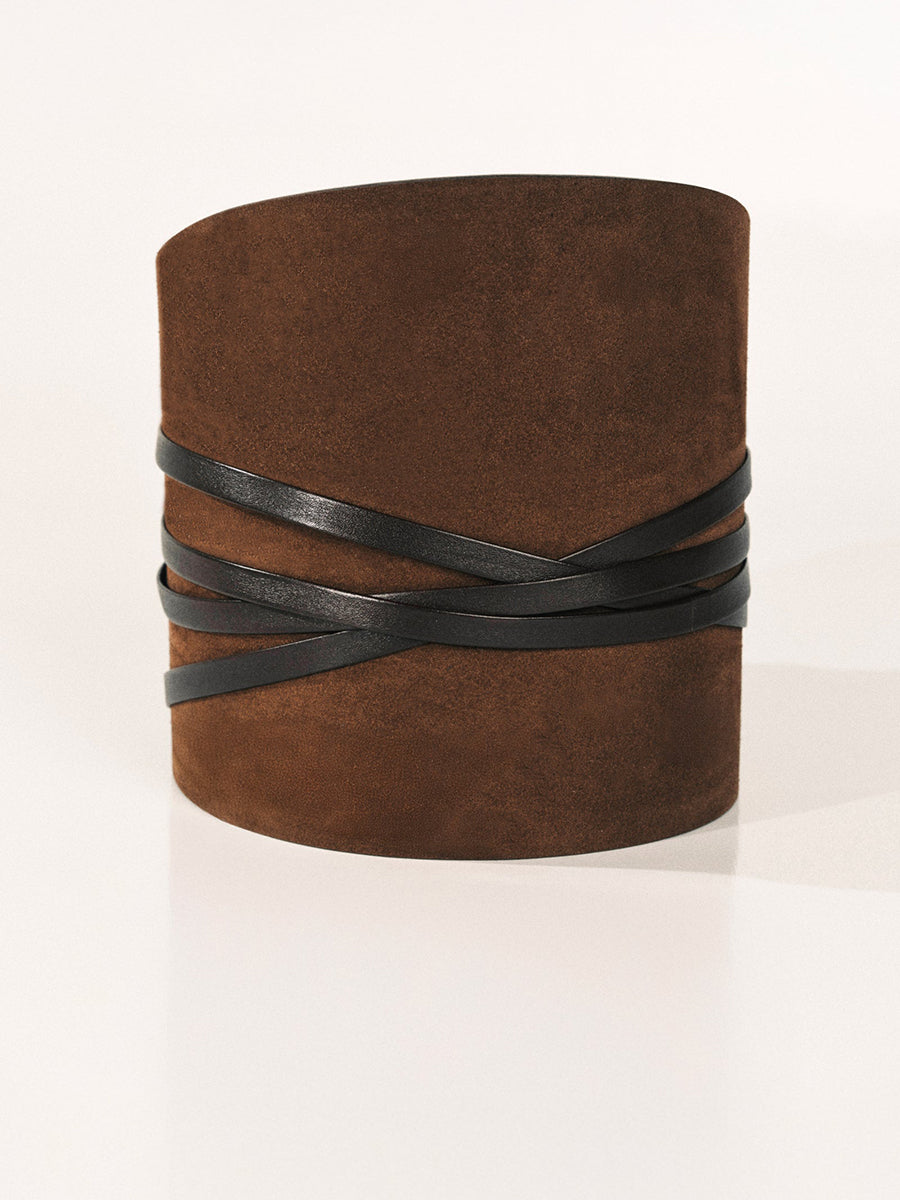 Undone Corset Suede Belt | Chocolate