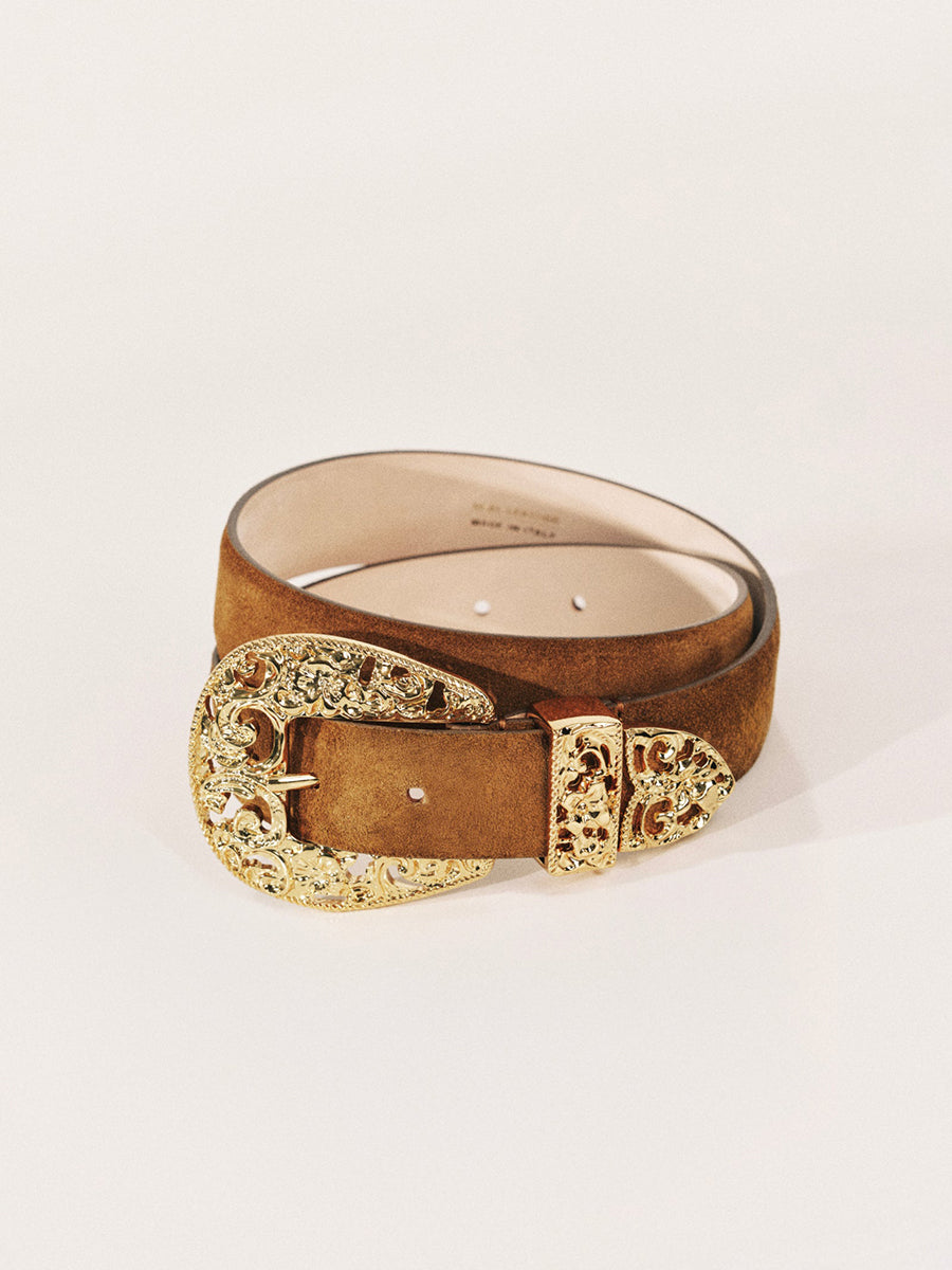 Versailles Suede Belt | Ochre & Gold