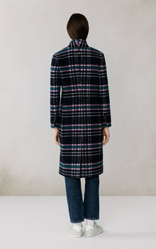 Diane-C Plaid Midi Coat In Wool | Indigo Multi
