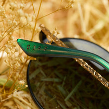 Womens | Elphaba Wire Frames Sunglasses | Classic Black Wire | Emerald Tint Gradient Lenses