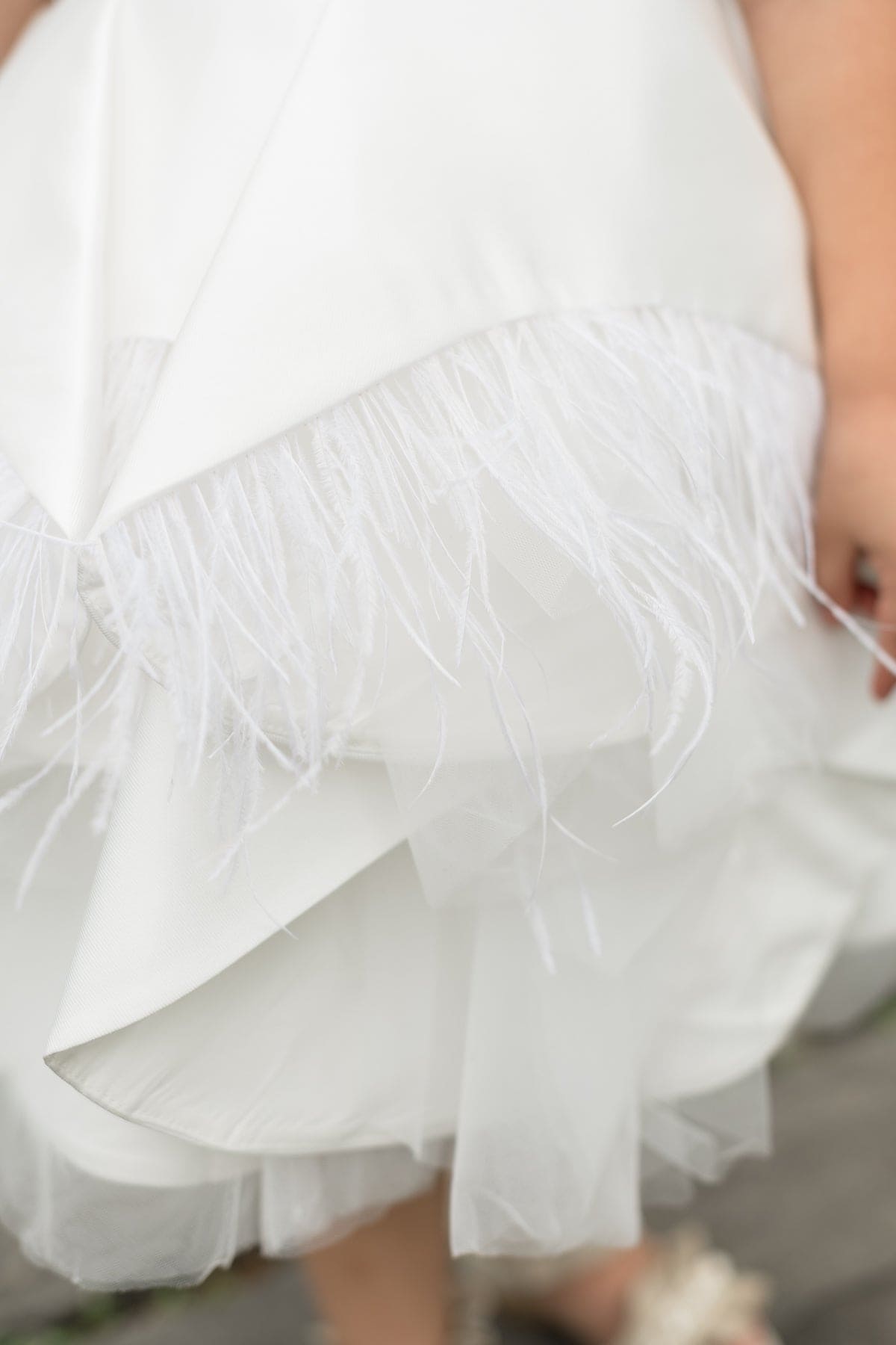 Constanza White Ceremony Dress with Champagne Bow | White