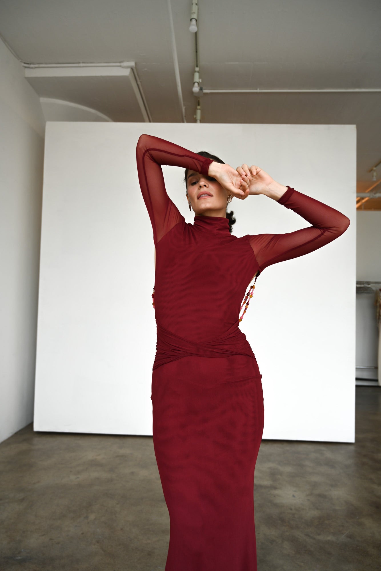 Salome Beaded Dress | Merlot