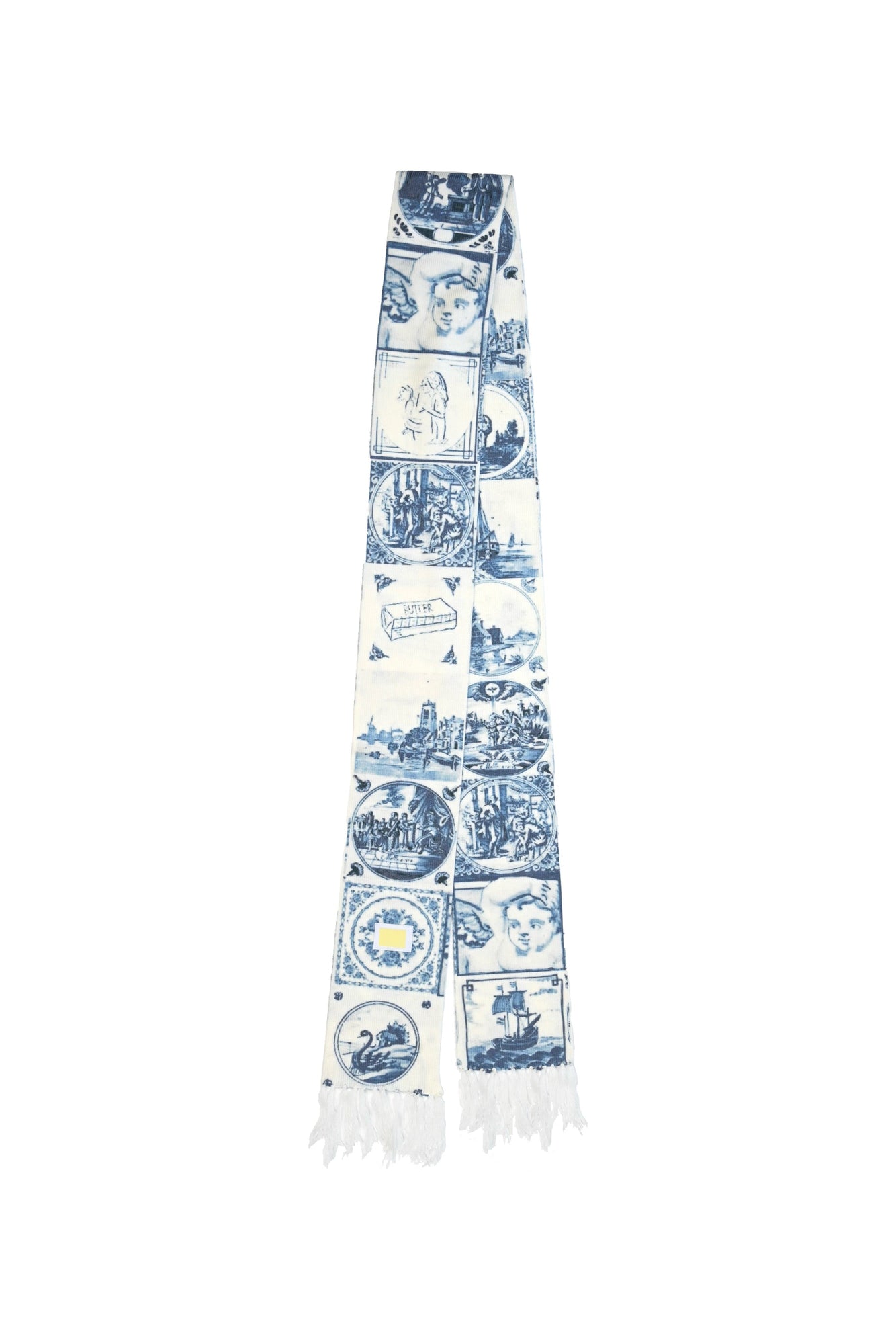 Delft Knit Scarf | White & Blue