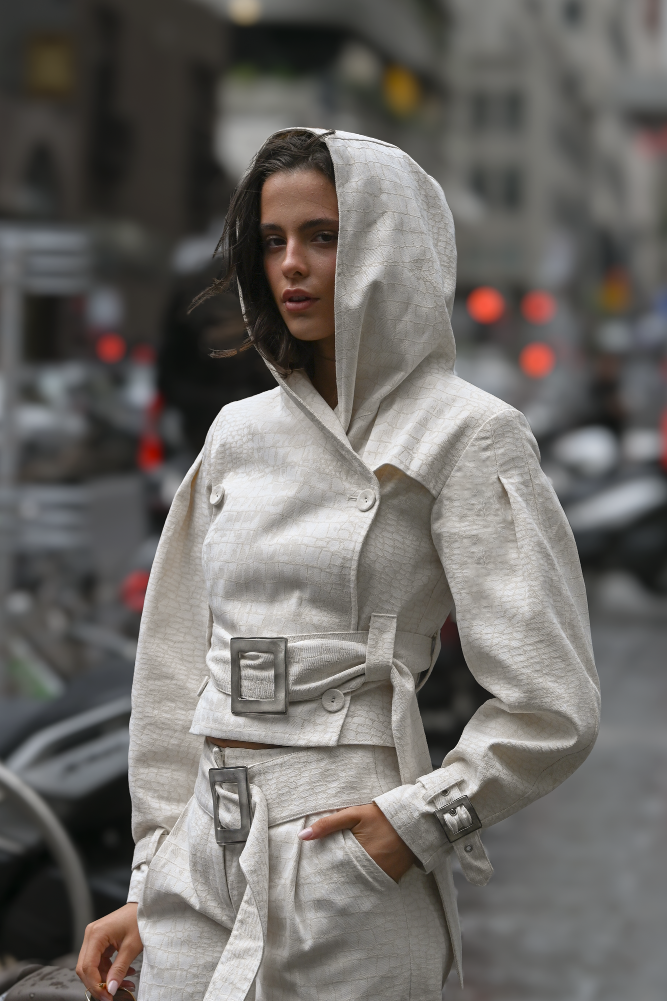 Ganna Belted Jacket | Snakeskin Jacquard