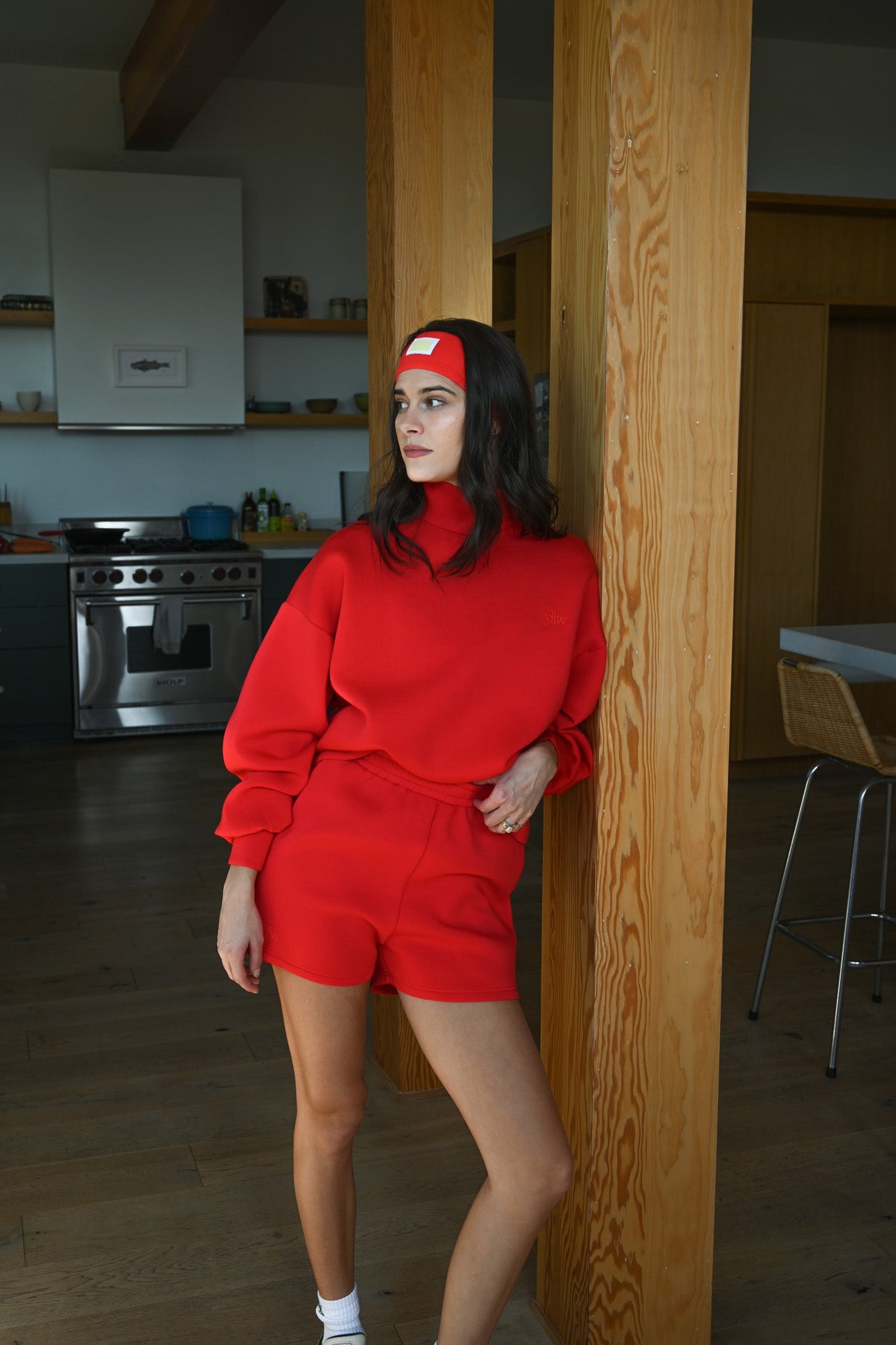 Maya Knit Neoprene Pullover | Ruby