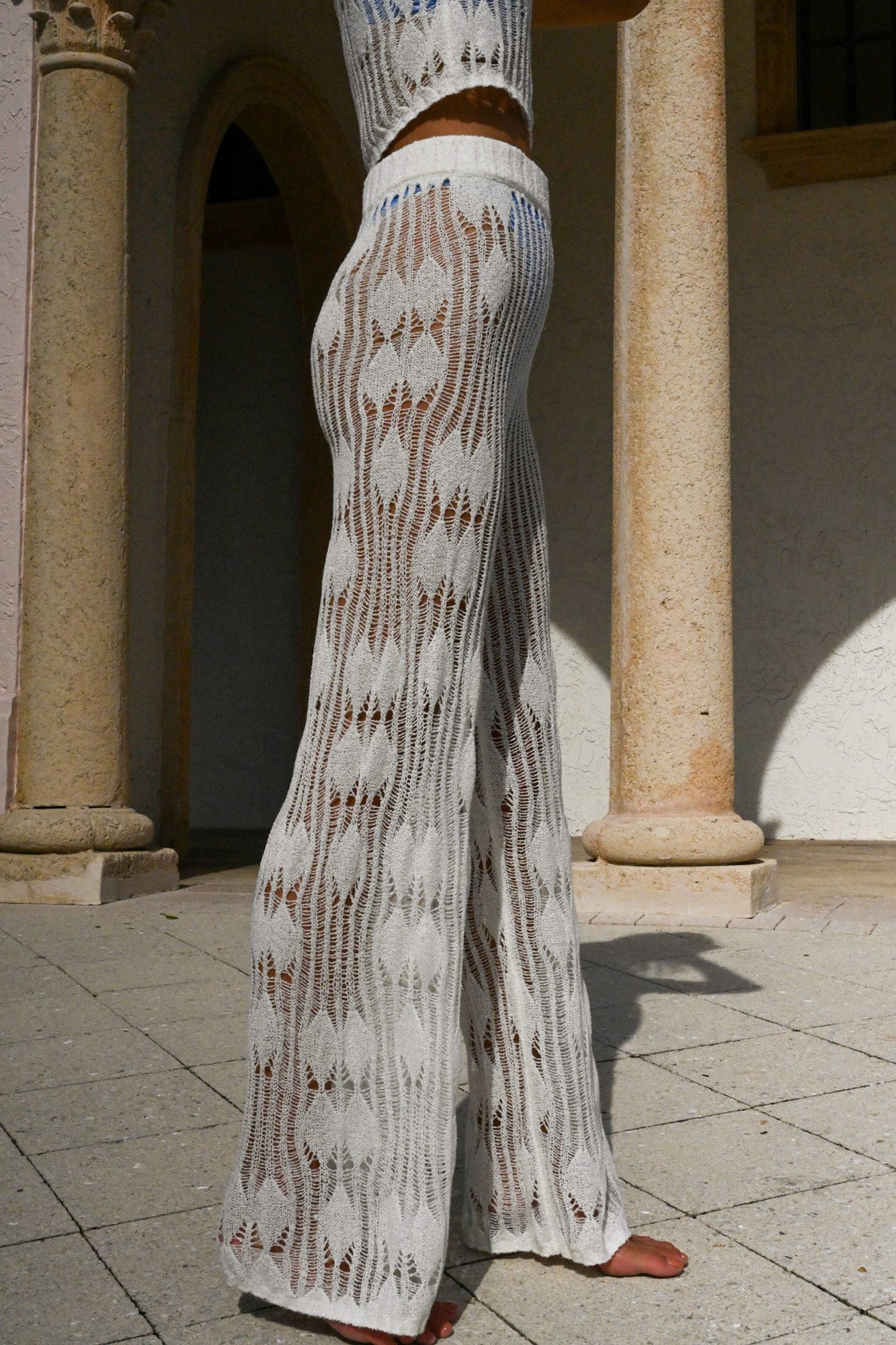 Hera Gauzy Lace Pant | White