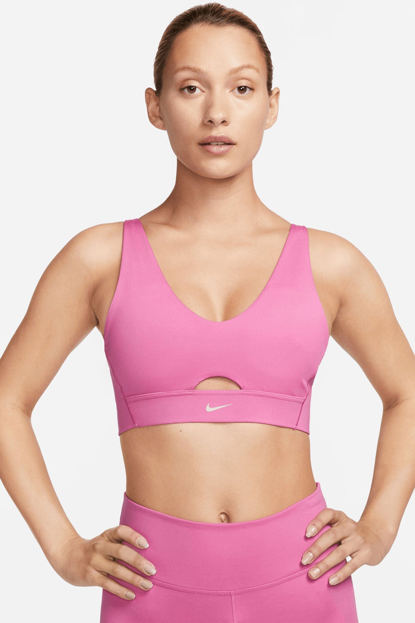 Nike | Nike Indy Plunge Cutout Bra | Cosmic Fuchsia/Fossil Stone